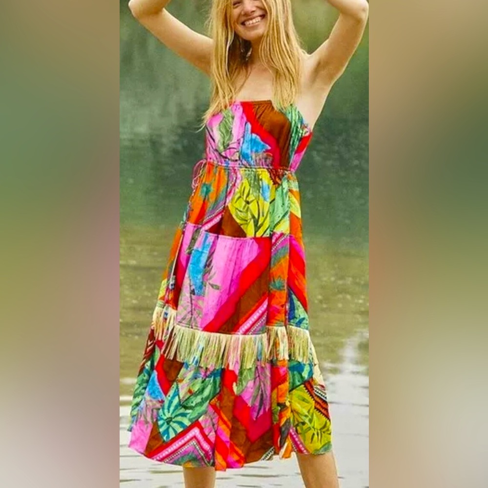 Farm to Rio Palila fringe midi dress